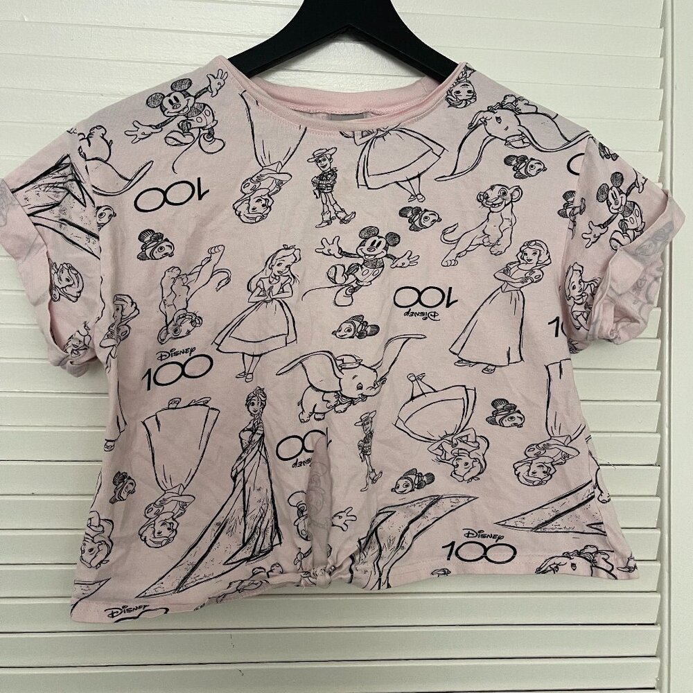 Disney Sketches Crop Top w/ knot detail. Pink